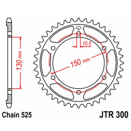 Corona JT SPROCKETS acero estándar 300 - Paso 525