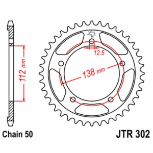 Corona JT SPROCKETS acero estándar 302 - Paso 530