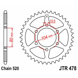 Corona JT SPROCKETS acero estándar 478 - Paso 520