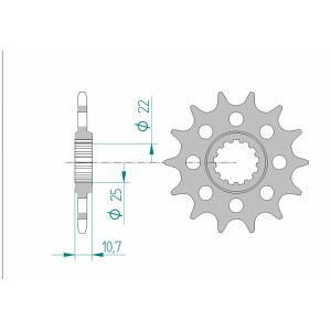 Piñón AFAM acero estándar 21511 - Paso 520