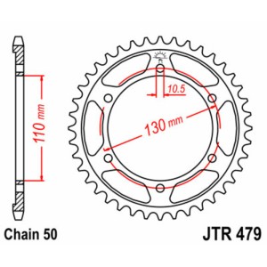 Corona JT SPROCKETS acero estándar 479 - Paso 530