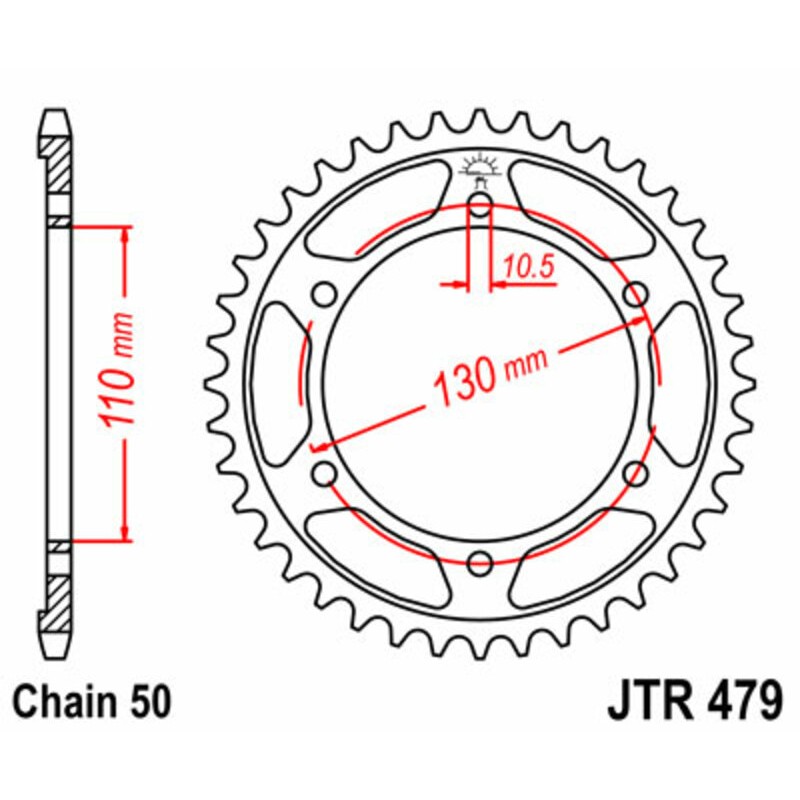 Corona JT 479 de acero con 46 dientes