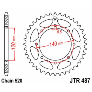 Corona JT 487 de acero con 47 dientes