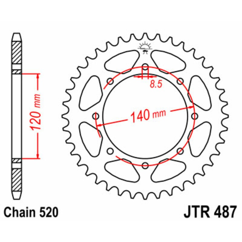 Corona JT 487 de acero con 47 dientes