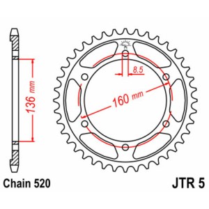 Corona JT 5 de acero con 43 dientes