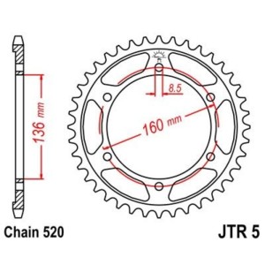 Corona JT 5 de acero con 46 dientes