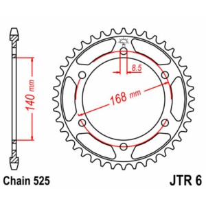 Corona JT SPROCKETS acero estándar 6 - Paso 525