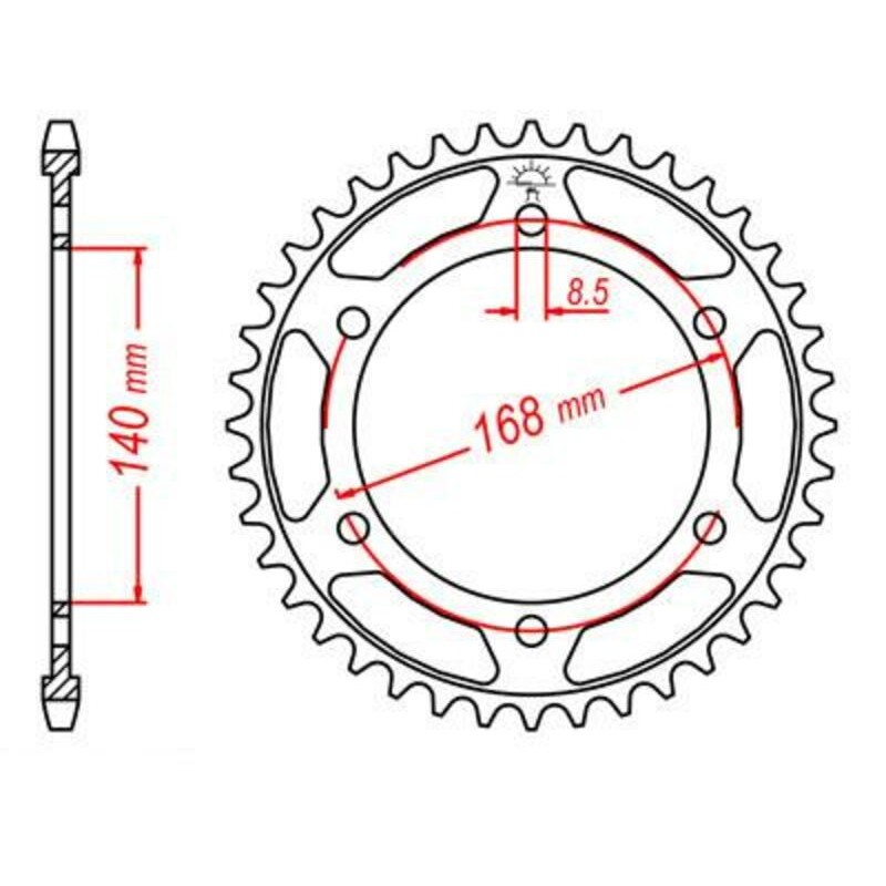 Corona JT SPROCKETS acero estándar 6 - Paso 525