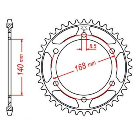 Corona JT SPROCKETS acero estándar 6 - Paso 525