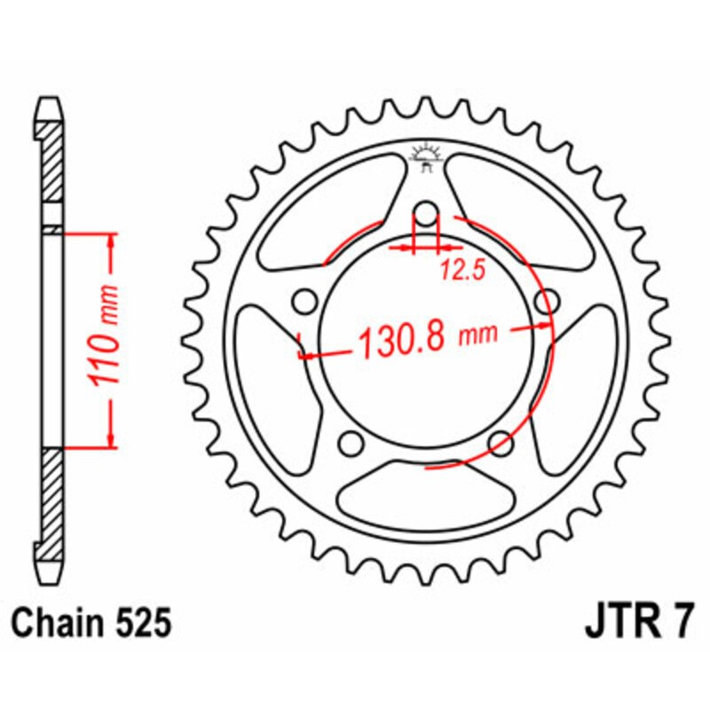 Corona JT SPROCKETS acero estándar 7 - Paso 525