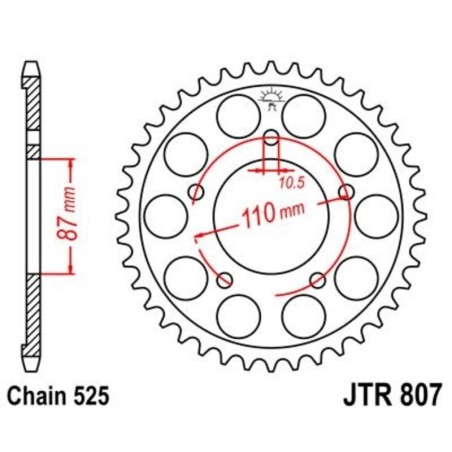 Corona JT 807 de acero con 46 dientes