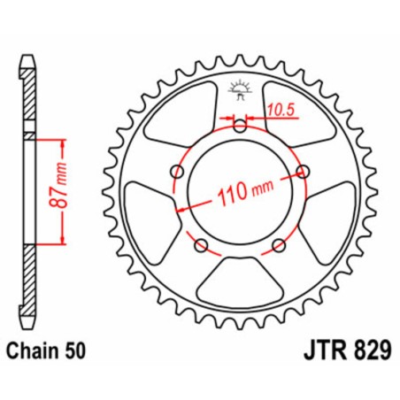 Corona JT SPROCKETS acero estándar 829 - Paso 530