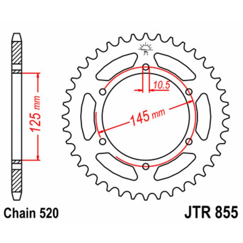 Corona JT SPROCKETS acero estándar 855 - Paso 520
