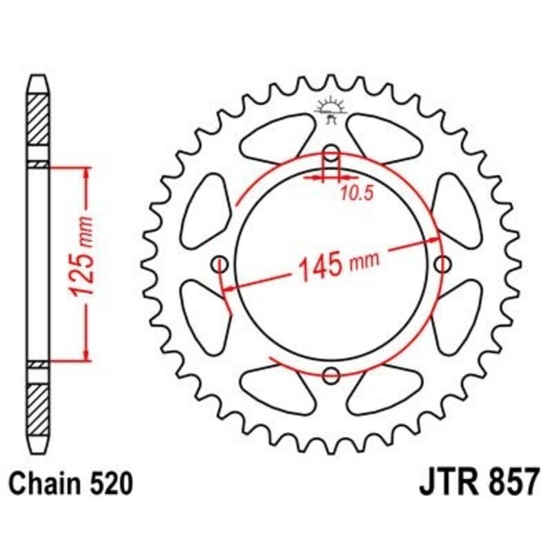 Corona JT 857 de acero con 43 dientes