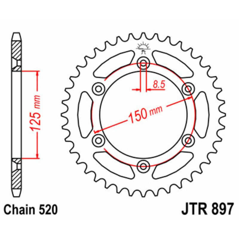 Corona JT 897 de acero con 52 dientes