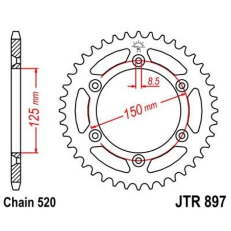 Corona JT 897 de acero con 46 dientes
