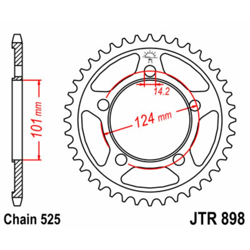 Corona JT SPROCKETS acero estándar 898 - Paso 525