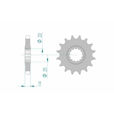 Piñón AFAM acero estándar 21602 - Paso 530