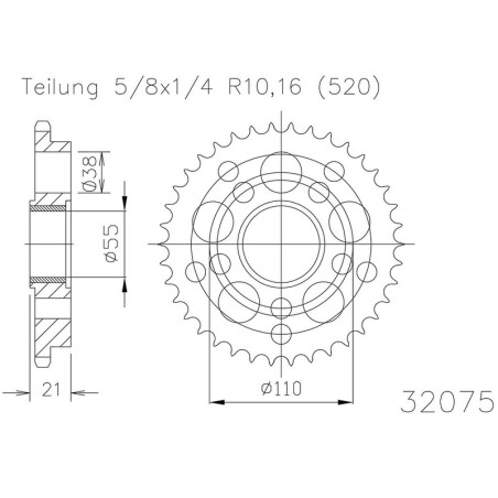 Corona ESJOT Acero 50-32075 39 dientes