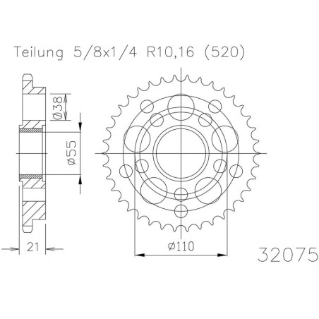 Corona ESJOT Acero 50-32075 40 dientes