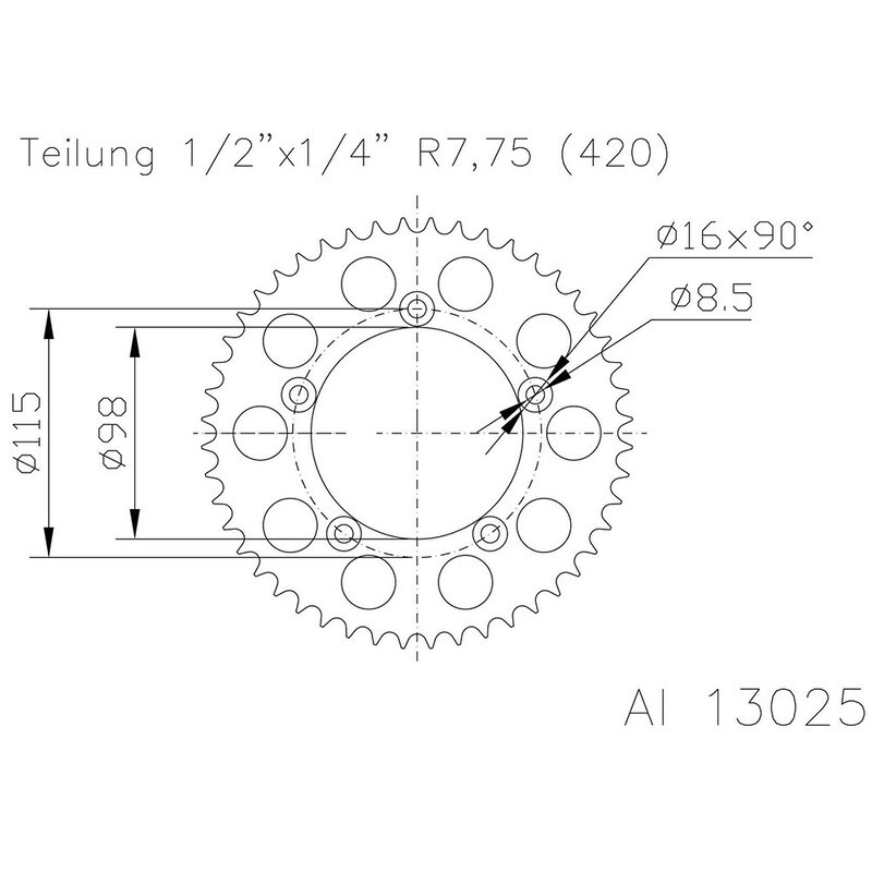 Corona ESJOT Aluminio 51-13025 46 dientes