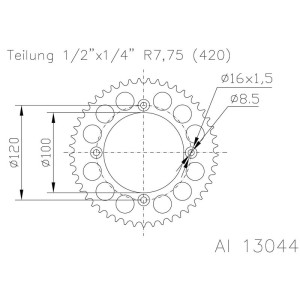 Corona ESJOT Aluminio 51-13044 53 dientes