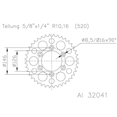 Corona ESJOT Aluminio negro 51-32041-53BP dientes