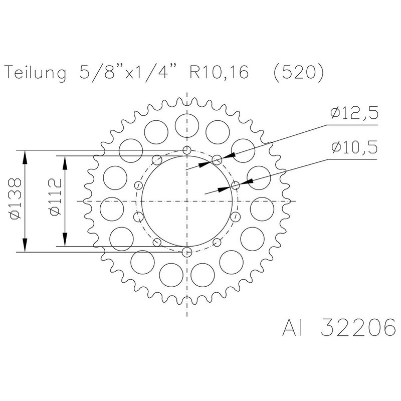 Corona ESJOT aluminio 51-32206 47 dientes