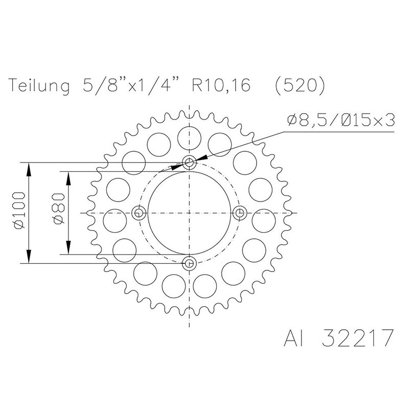 Corona ESJOT Aluminio 51-32217-44 dientes