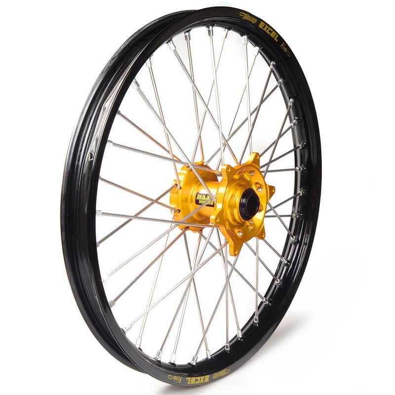 Rueda completa Haan Wheels aro negro 19-1,40 buje oro 1 13014/3/2