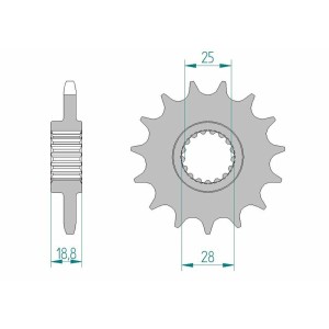 Piñón AFAM acero estándar 61801 - Paso 525