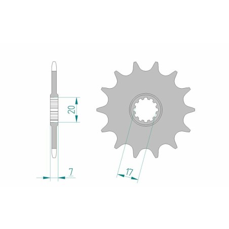 Piñón AFAM acero estándar 94107 - Paso 415