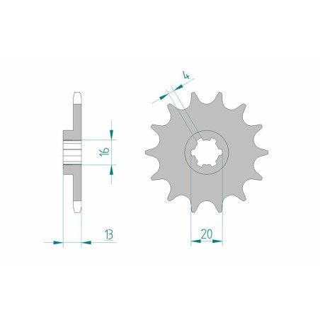 Piñón AFAM acero estándar 94214 - Paso 520