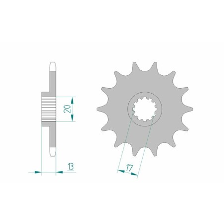 Piñón AFAM acero estándar 94215 - Paso 520