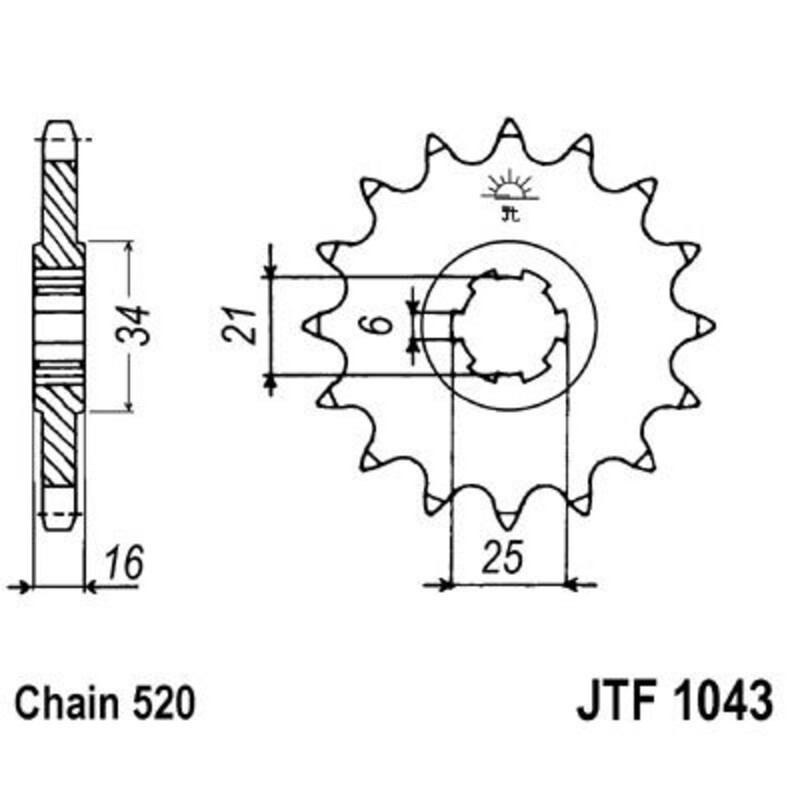 Piñon JT 1043 de acero con 14 dientes