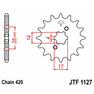 Piñon JT 1127 de acero con 15 dientes