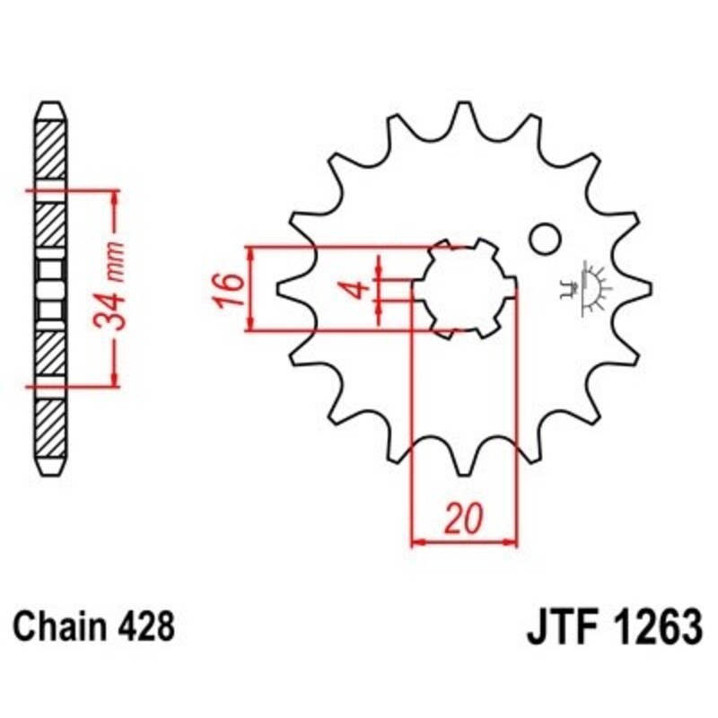 Piñon JT 1263 de acero con 12 dientes
