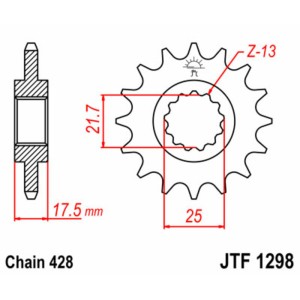 Piñón JT SPROCKETS acero estándar 1298 - Paso 428