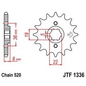 Piñon JT 1336 de acero con 13 dientes