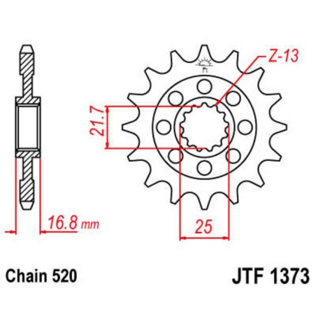Piñón JT SPROCKETS acero estándar 1373 - Paso 520