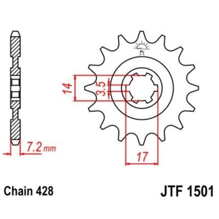 Piñon JT 1501 de acero con 13 dientes