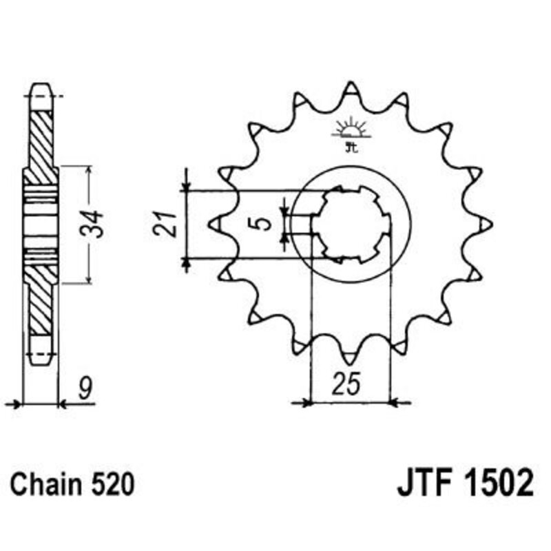 Piñon JT 1502 de acero con 13 dientes