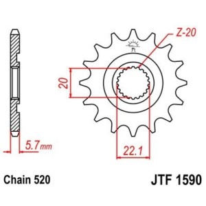 Piñón JT 1590 de acero con 12 dientes