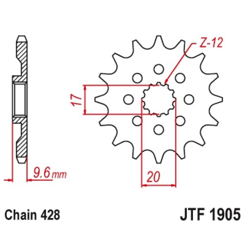 Piñon JT 428 de acero con 13 dientes KTM SX85