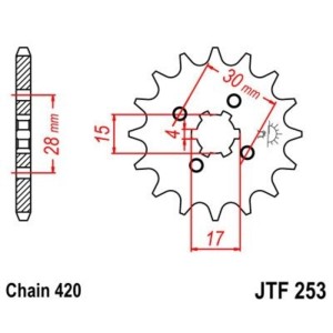 Piñón JT 253 de acero con 16 dientes
