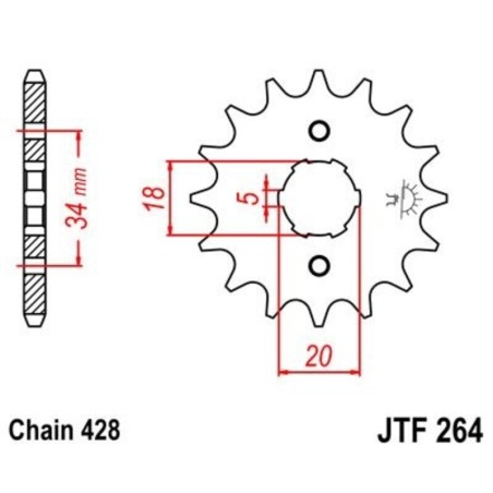 Piñon JT 264 de acero con 17 dientes
