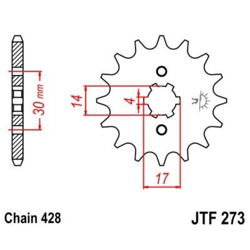 Piñon JT 273 de acero con 15 dientes