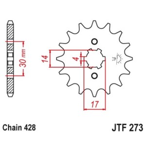 Piñon JT 273 de acero con 16 dientes