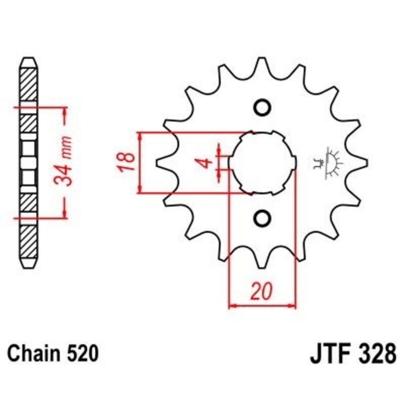 Piñón JT 328 de acero con 12 dientes