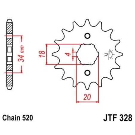 Piñón JT 328 de acero con 12 dientes
